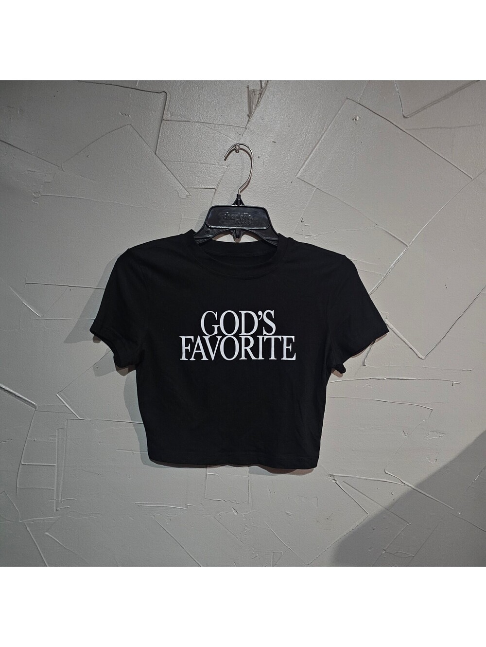 Black Cropped Top 'God's Favorite' Small
